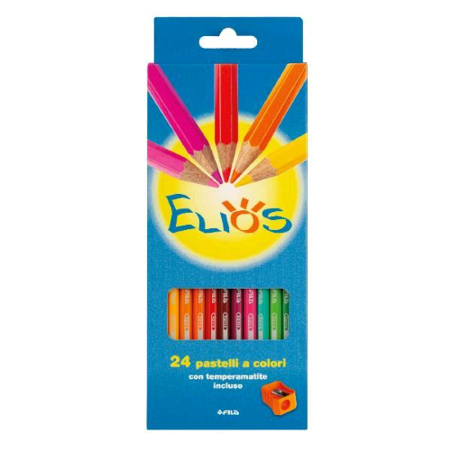 Astuccio 24 pastelli Elios + temperamatite Fila